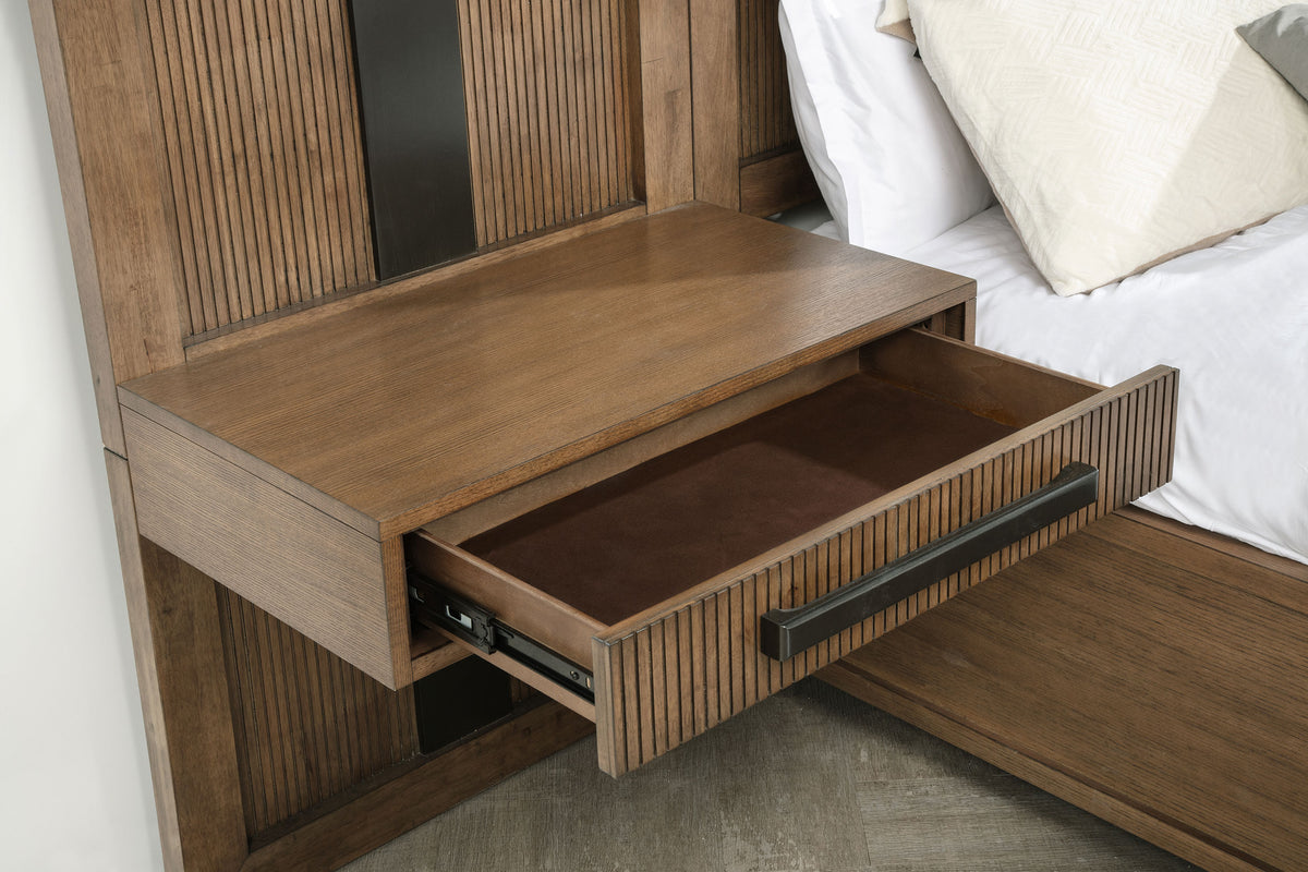 Terrace - 2 Piece Wall Panel With Nightstand Set - Ash Brown