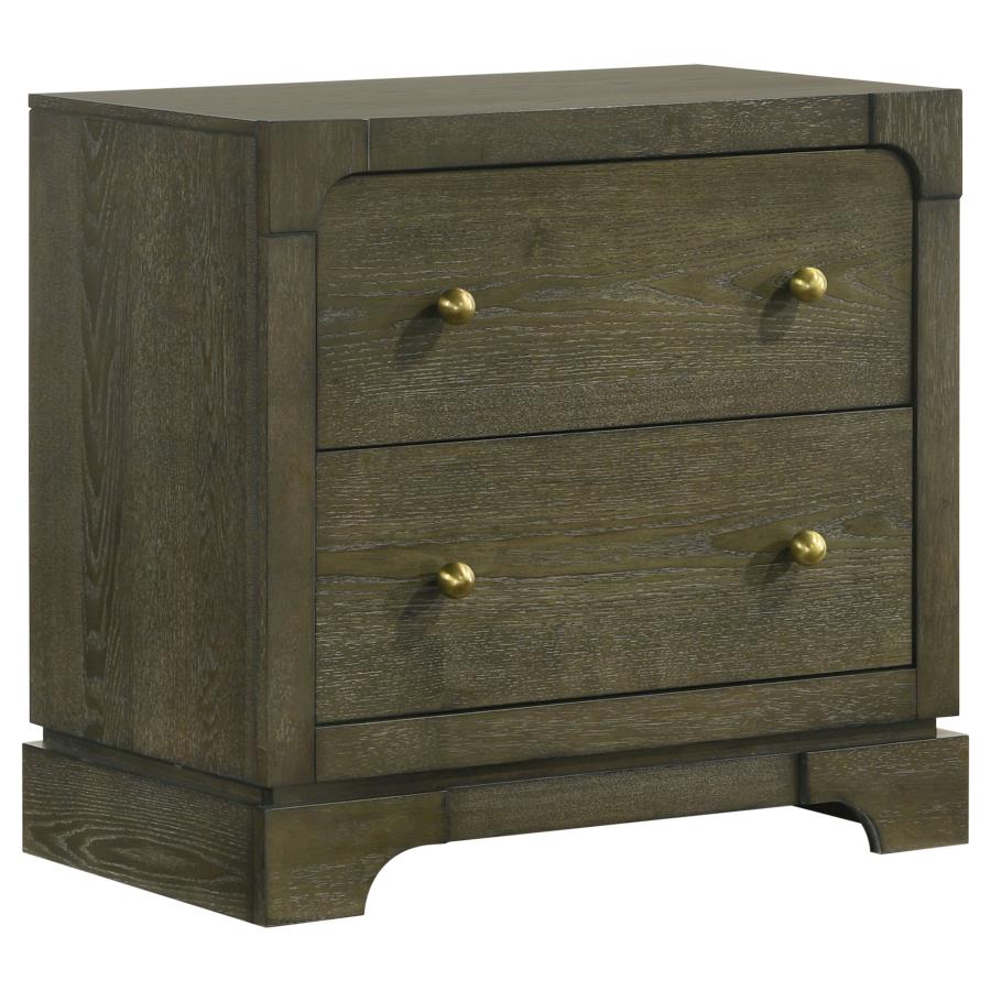 Gran Park 2-Drawer Nightstand Bedside Table Dark Cocoa