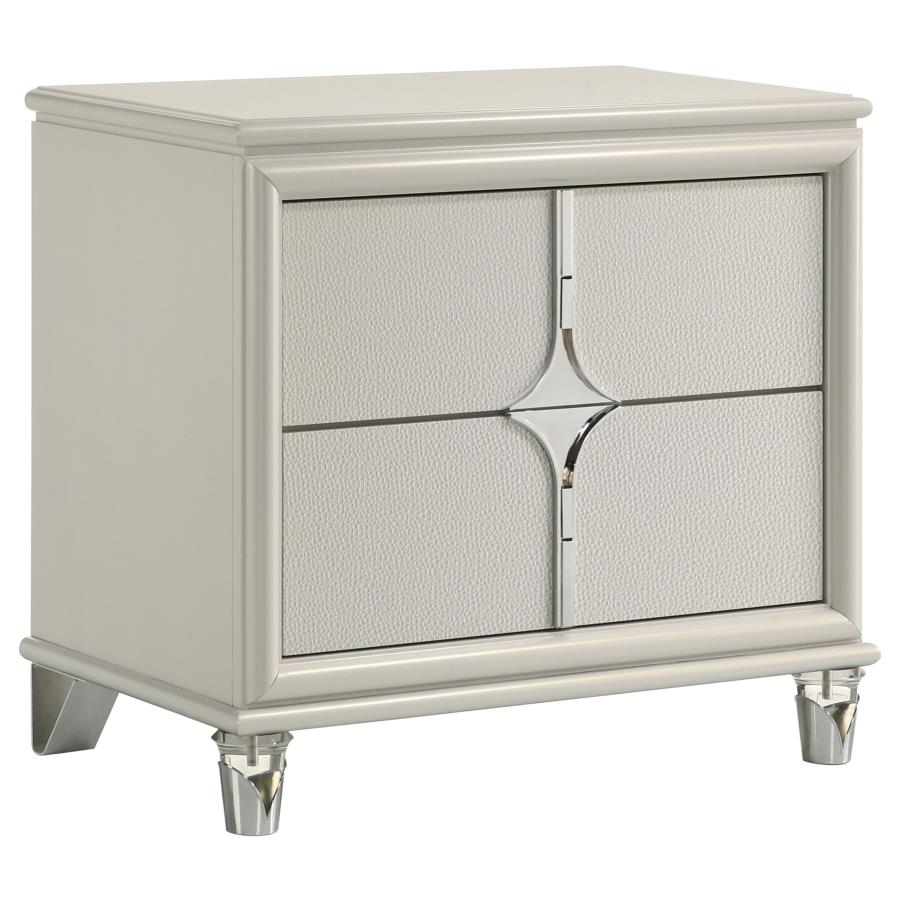 Olivia 2-Drawer Nightstand Bedside Table Pearl White