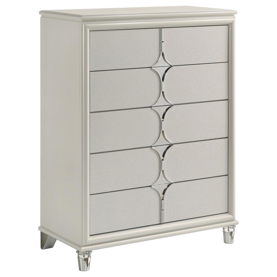 Olivia 5-Drawer Bedroom Chest Of Drawers Pearl White