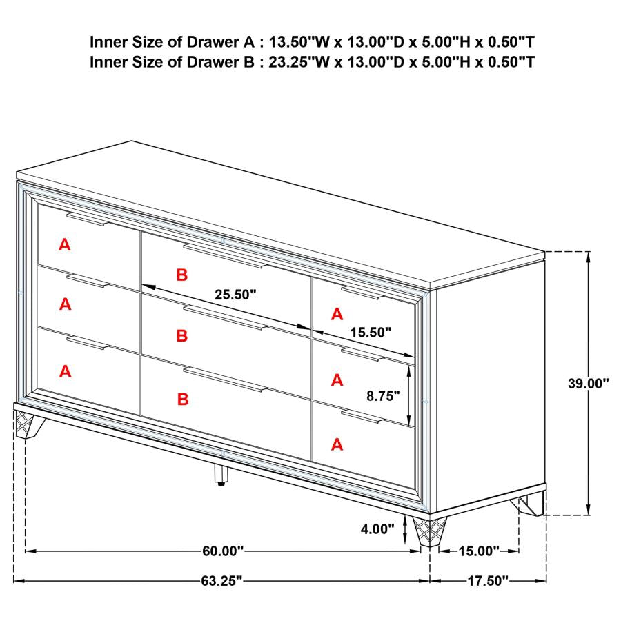 Marmore - 9-Drawer Dresser