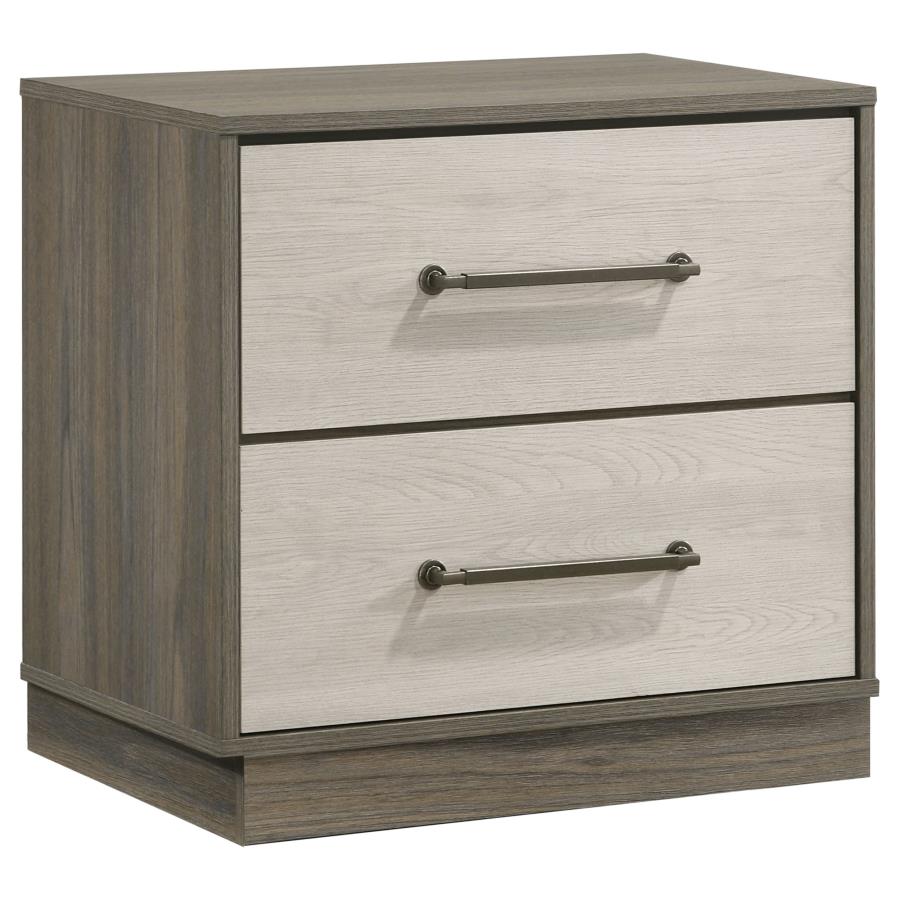 Fenwick 2-Drawer Nightstand Bedside Table Gray Oak