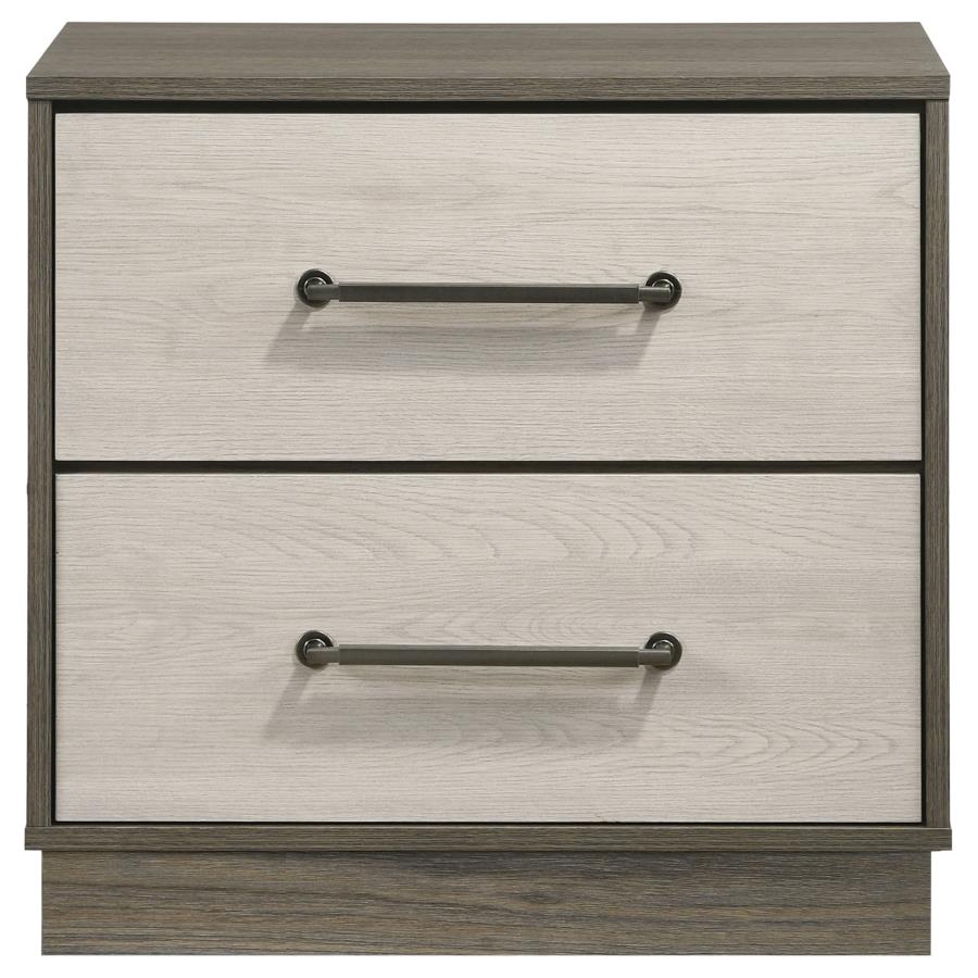 Fenwick - 2-Drawer Nightstand Bedside Table - Gray Oak