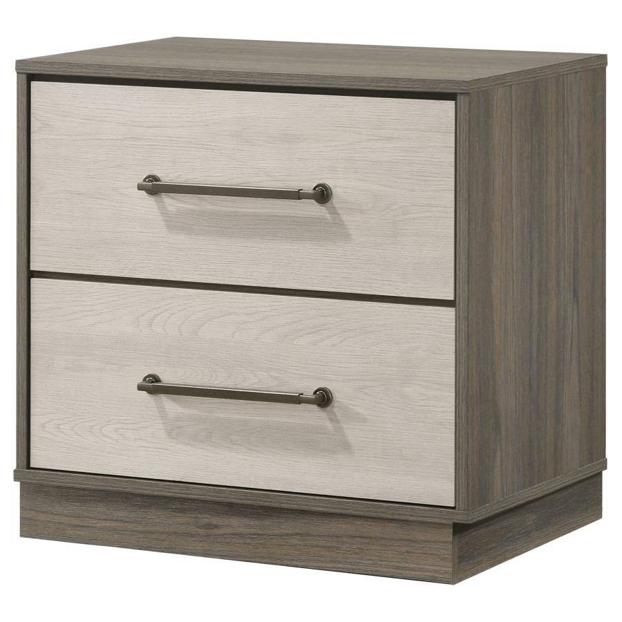 Fenwick - 2-Drawer Nightstand Bedside Table - Gray Oak