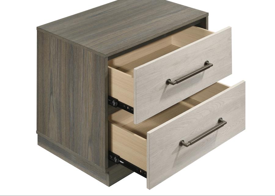 Fenwick - 2-Drawer Nightstand Bedside Table - Gray Oak