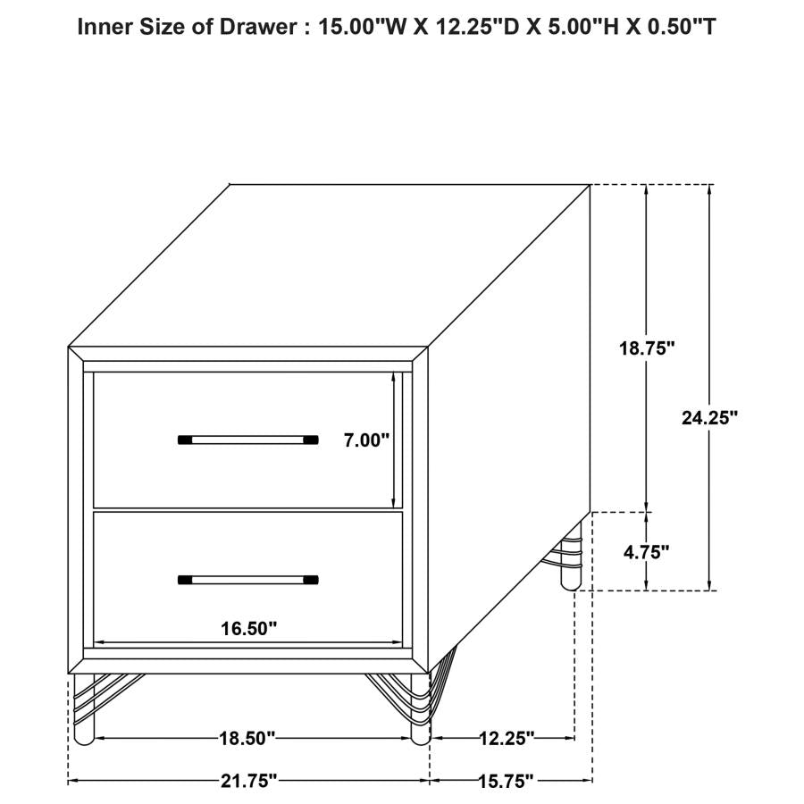 Lucia - 2-Drawer Nightstand - White