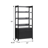 Transitional Wide Reeded Bookshelf With Drawers On Bottom