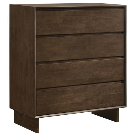 Glenwood 4-Drawer Chest Of Drawers Warm Brown