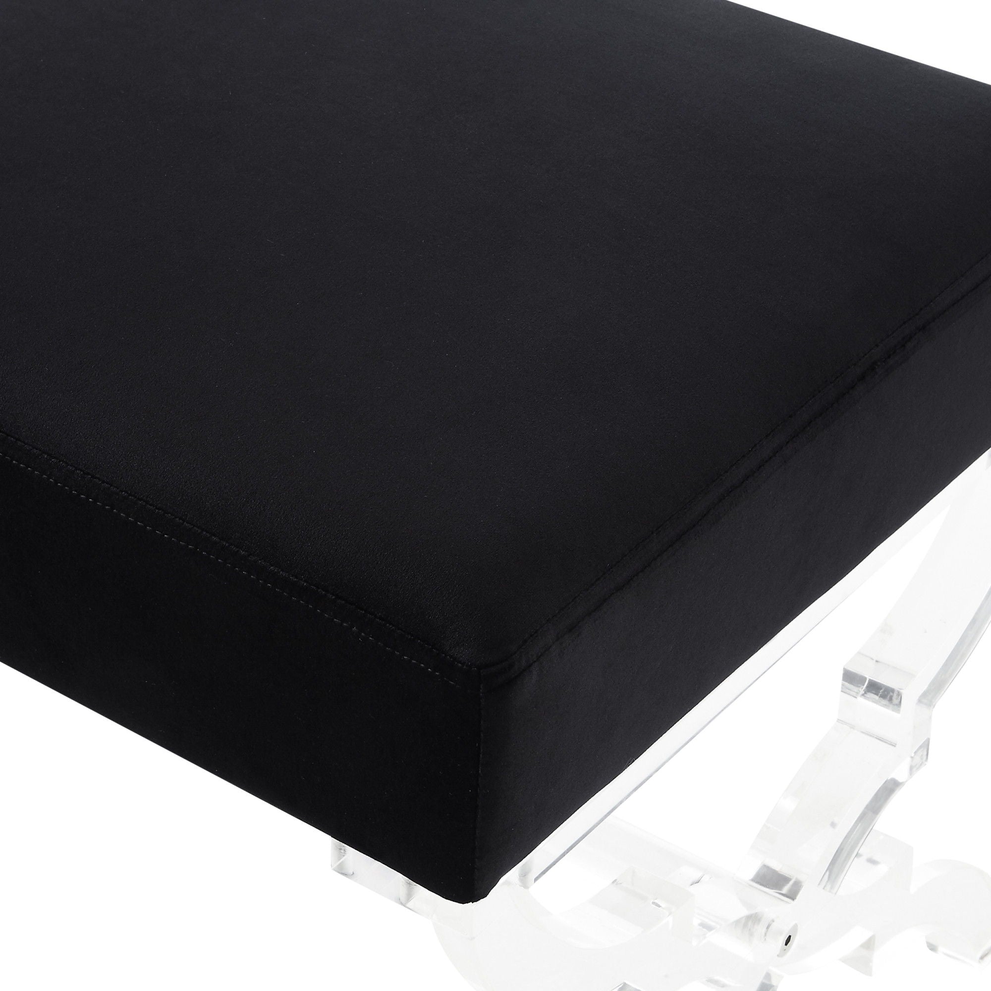 Velvet Ottoman - Black / Clear