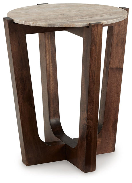 Tanidore - Warm Brown - Round End Table by Signature Design by Ashley® | Bel Furniture