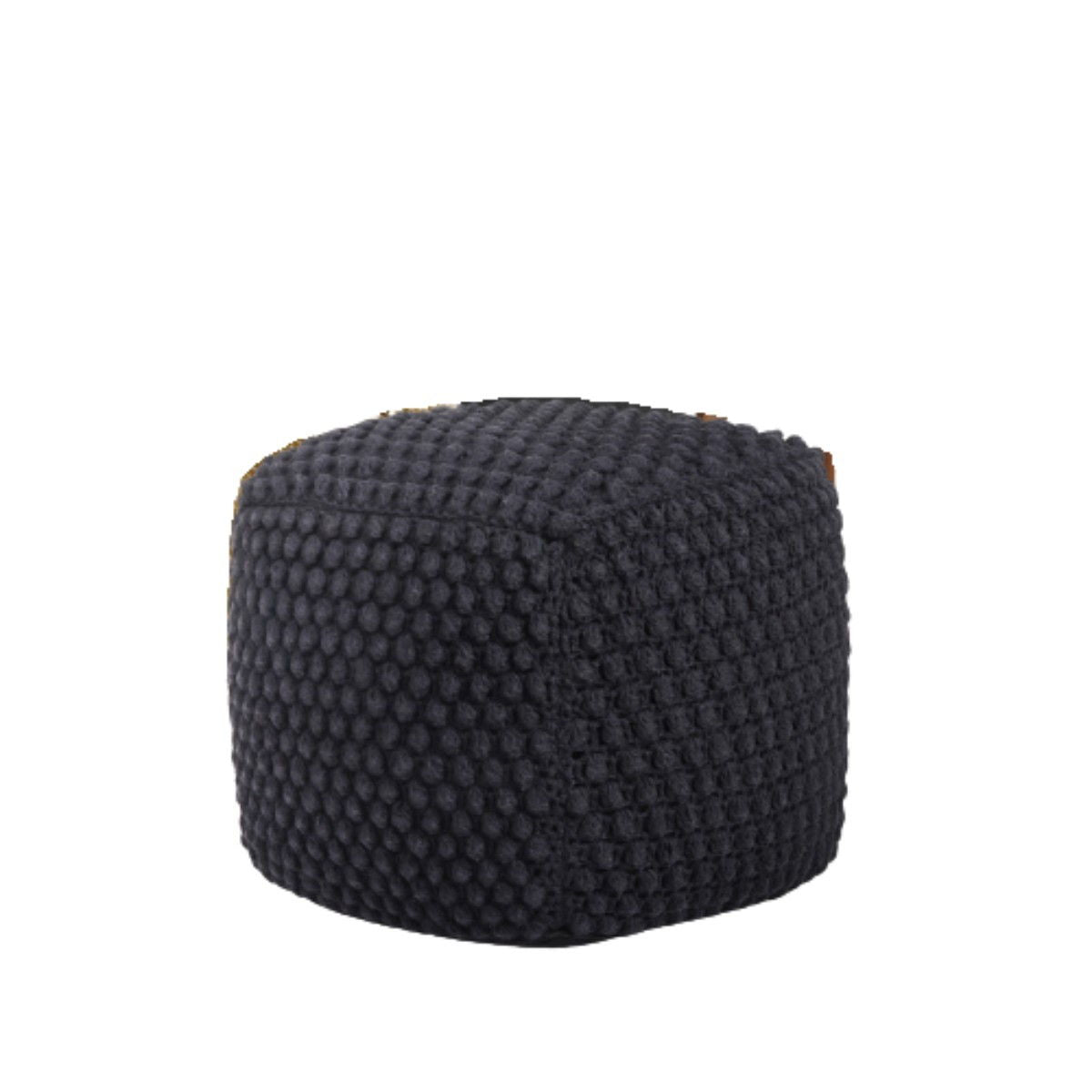 Cotton, Blend Pouf Ottoman - Black