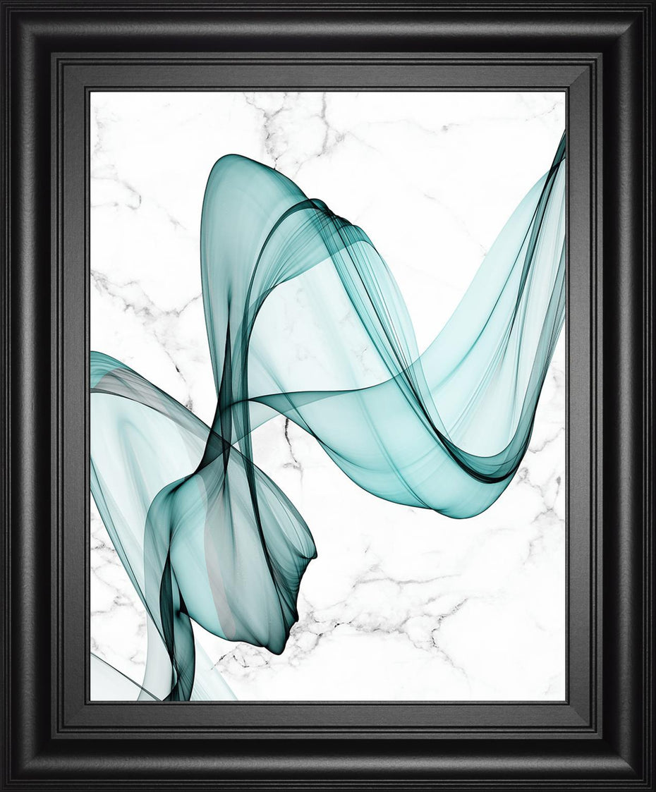 22x26 Teal Ribbons I By Irena Orlov - Green