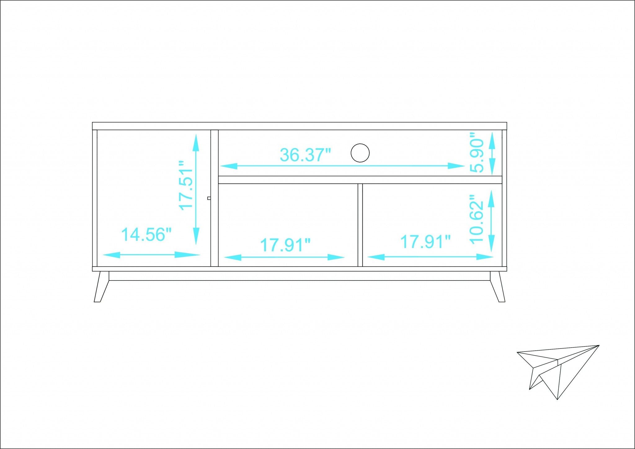 Modern Long Door TV Stand - White / Natural