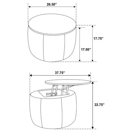Tesoro - Round Upholstered Lift Top Storage Ottoman - Gray by Coaster Fine Furniture | Bel Furniture
