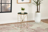 Eliska - Round Green Marble Top Accent Side Table - Antique Gold by CoasterEssence | Bel Furniture