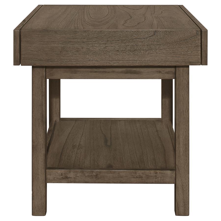 Owen - Rectangle End Table With Shelf - Brown