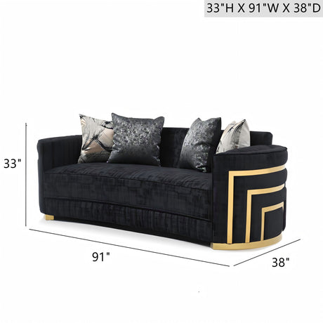 Soledad - Sofa With Upholstery And Hued Accents - Black - view 3