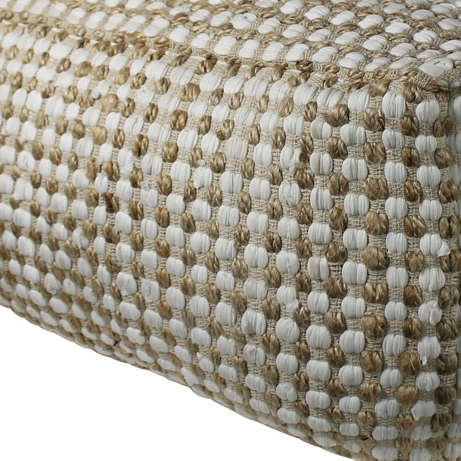 Hemp Dotted Rectangle Pouf - Natural