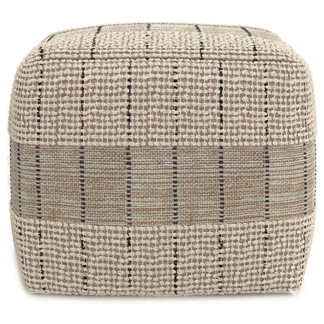 Elmer - Square Woven Pouf - Natural / Gray by Simpli-Home | Bel Furniture