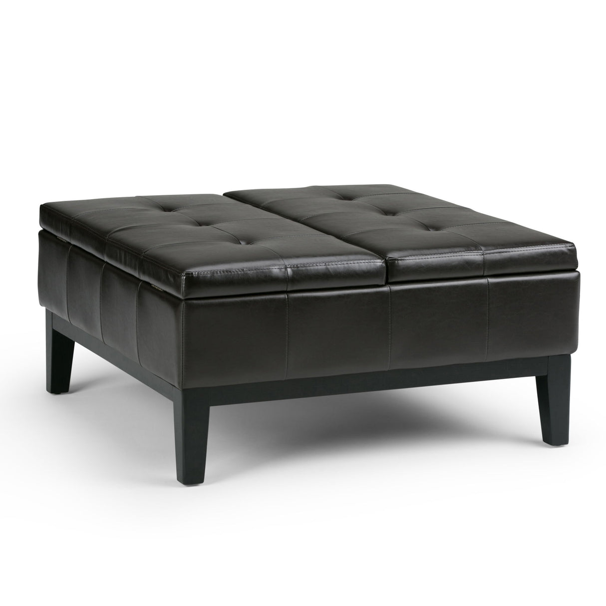 Dover - Square Coffee Table Storage Ottoman - Tanners Brown by Simpli-Home | Bel Furniture