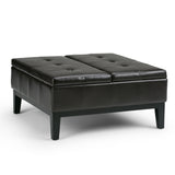 Dover - Square Coffee Table Storage Ottoman - Tanners Brown by Simpli-Home | Bel Furniture