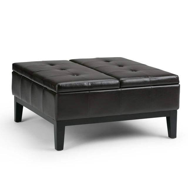 Dover - Square Coffee Table Storage Ottoman - Tanners Brown by Simpli-Home | Bel Furniture