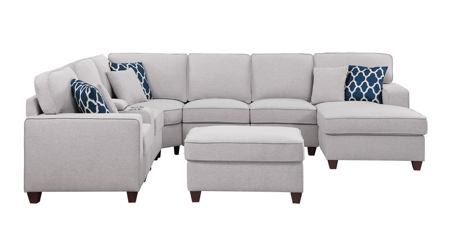 Tina - 8 Piece Upholstered Sectional With Ottoman