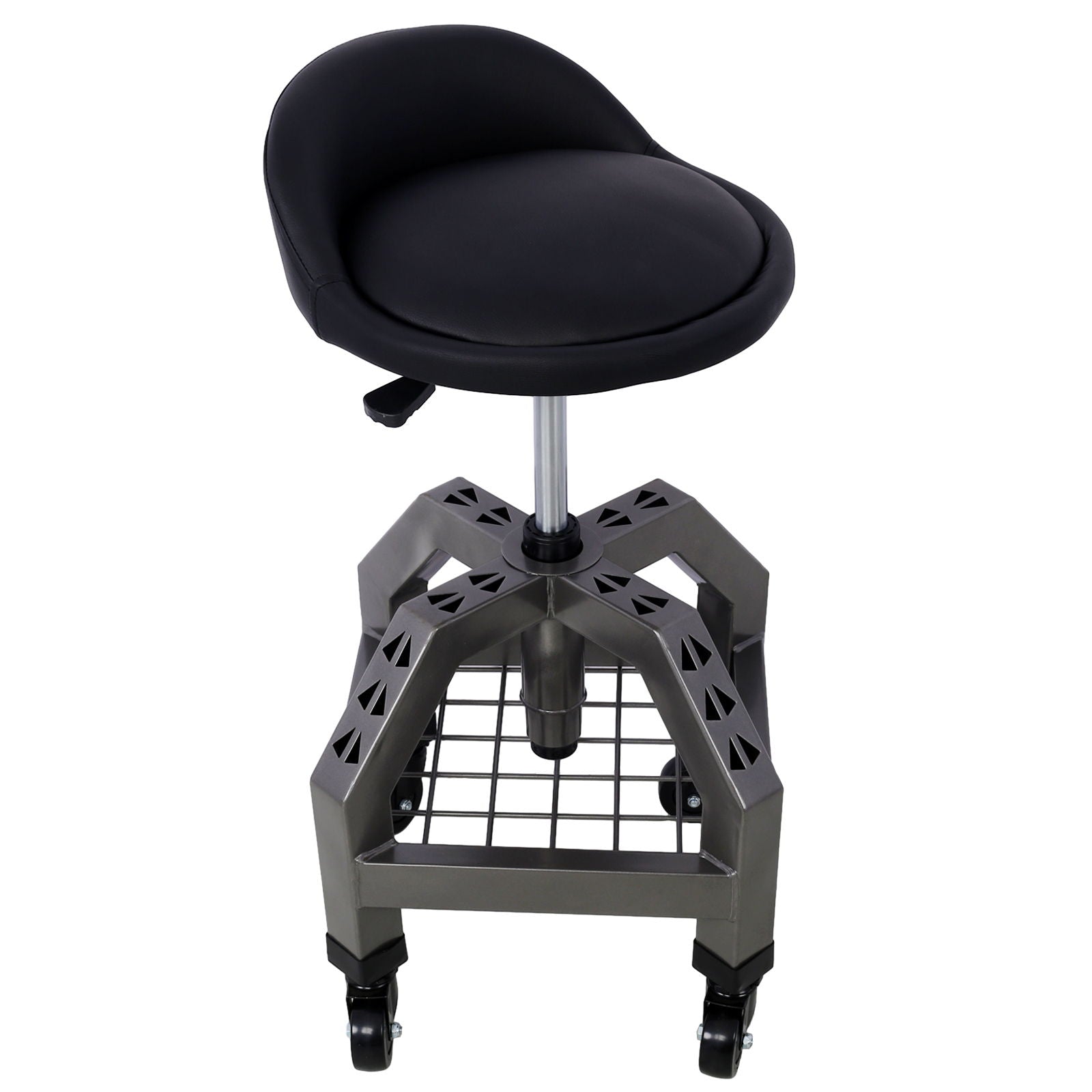 Pneumatic 360 Degree Swivel Stool, Mechanics Rolling Creeper Seat, Heavy Duty Rolling Mechanics Stool, Shop Stool With Casters