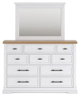 Ashbryn - White / Natural - Dresser And Mirror by Benchcraft® | Bel Furniture