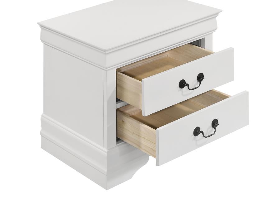 Louis Philippe - 2-Drawer Nightstand Bedside Table - White by Coaster Fine Furniture | Bel Furniture