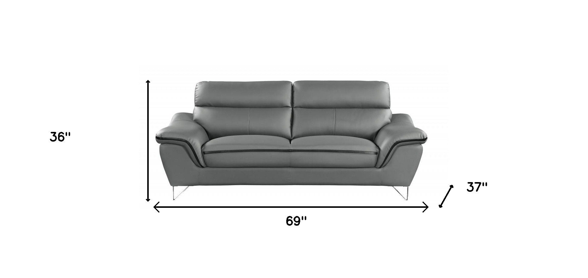 Faux Leather Love Seat - Silver / Gray