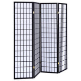Roberto - 4-Panel Room Divider Folding Shoji Screen Black by CoasterEveryday | Bel Furniture