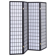 Roberto - 4-Panel Room Divider Folding Shoji Screen Black by CoasterEveryday | Bel Furniture