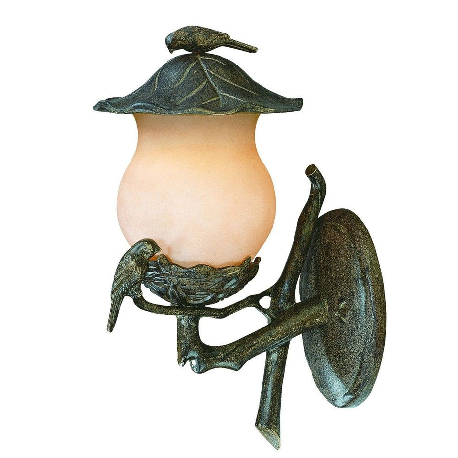 And Gold Bird Detail Lantern Wall Light - Vintage Black