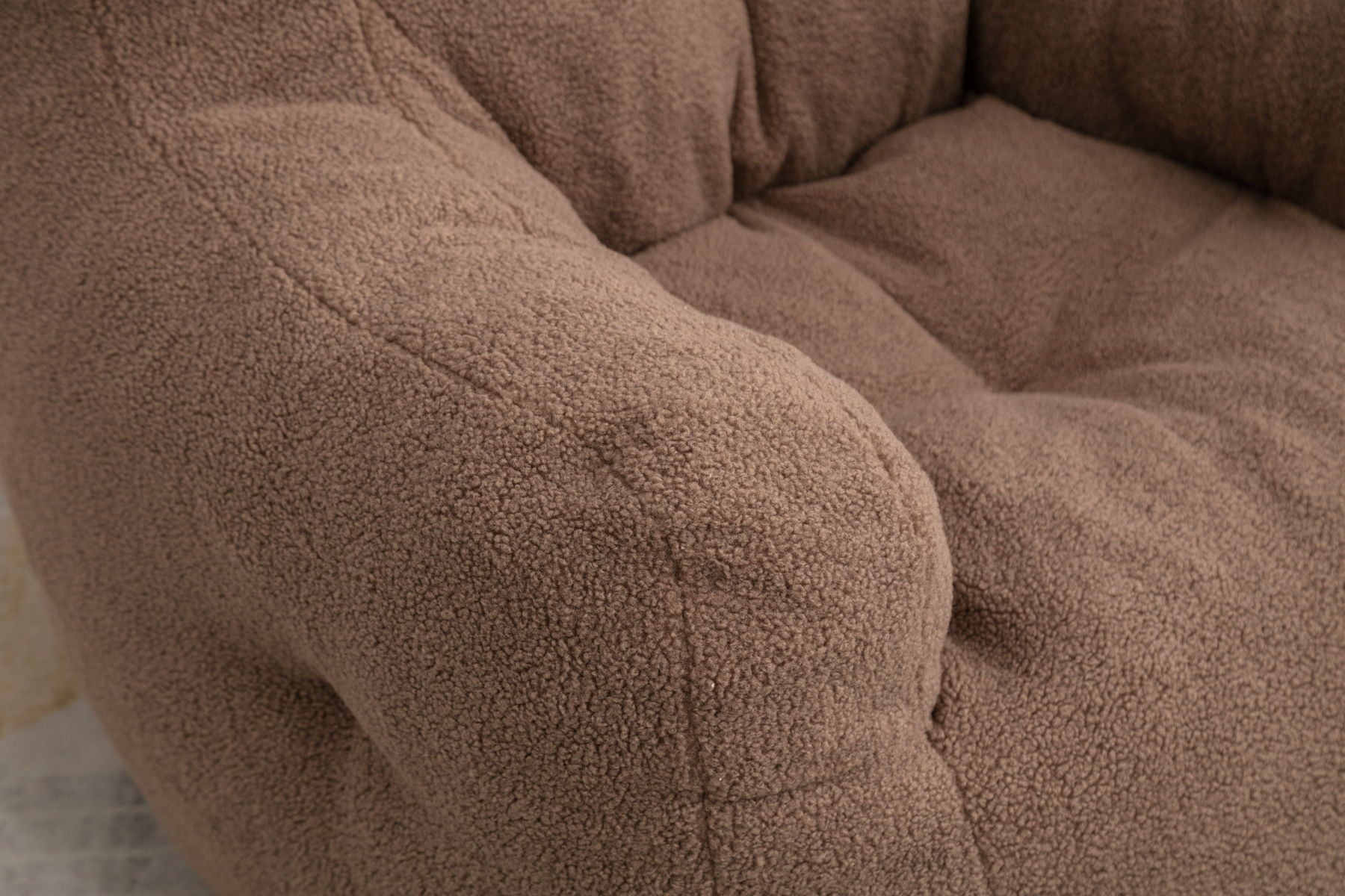 Soft Teddy Fabric Tufted Foam Bean Bag Chair With Teddy Fabric