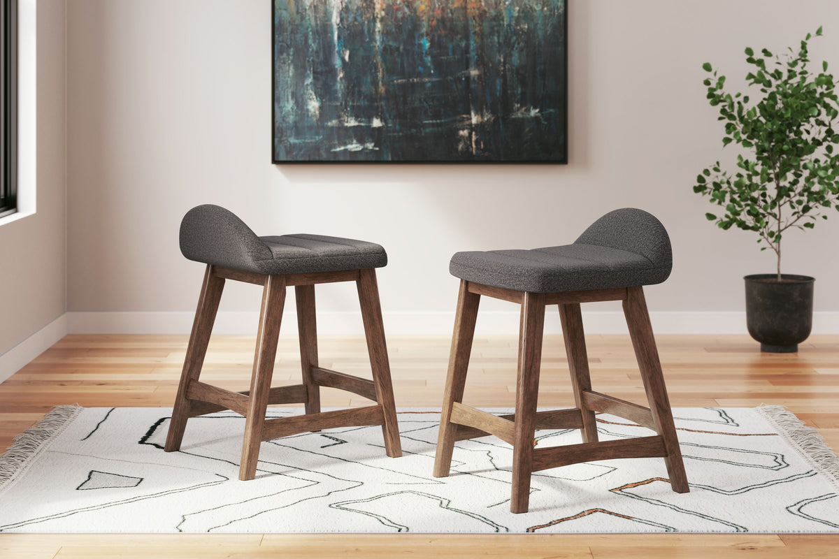 Lyncott - Upholstered Barstool (Set of 2) Dark Gray by Signature Design by Ashley® | Bel Furniture
