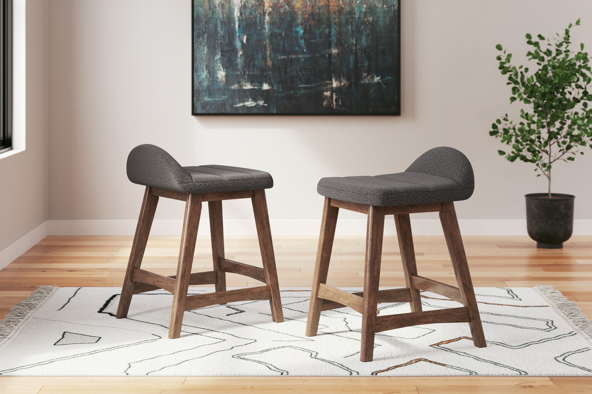 Lyncott - Upholstered Barstool (Set of 2) Dark Gray by Signature Design by Ashley® | Bel Furniture