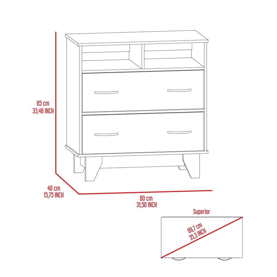 Two Drawer Dresser Wooden - White