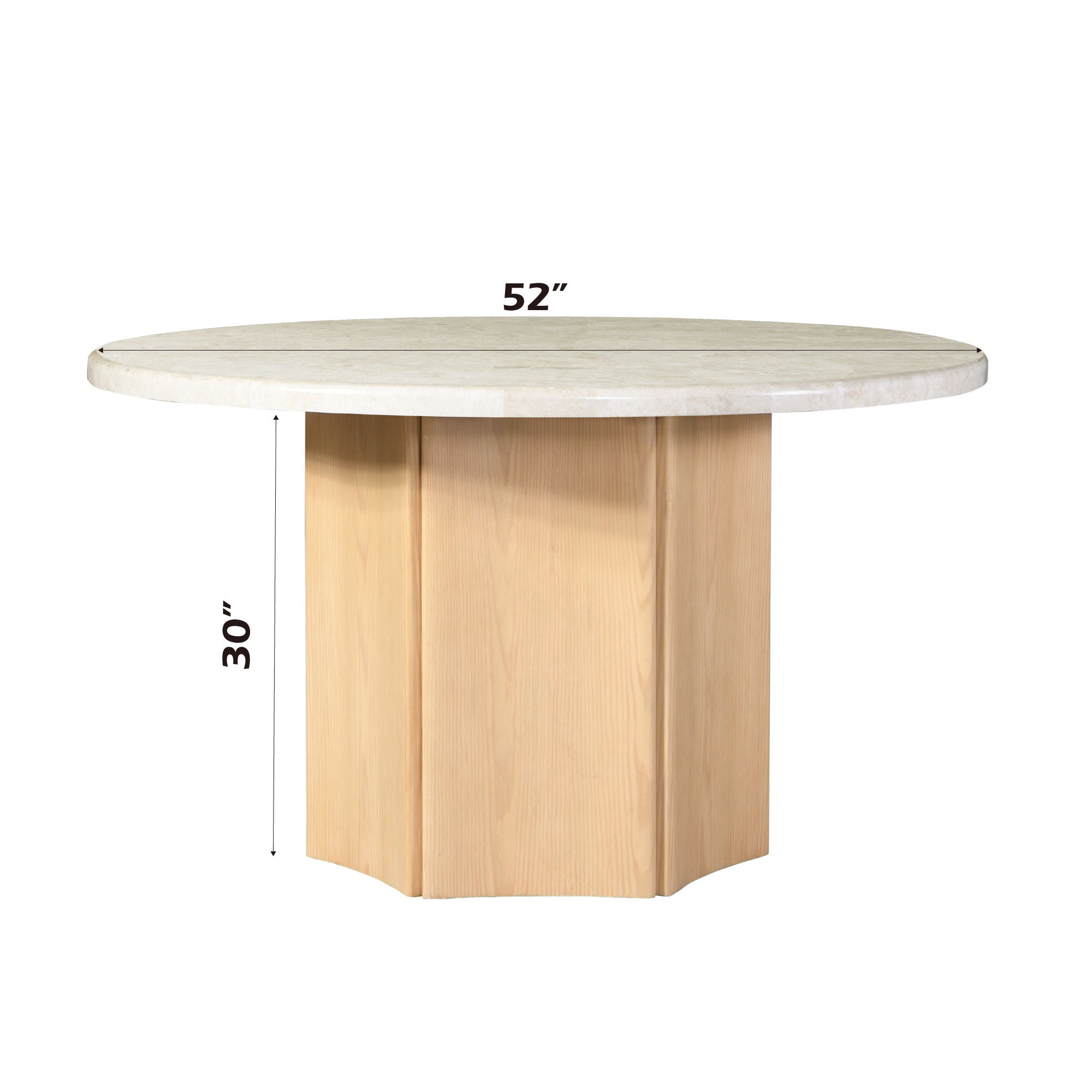 Qwin - Marble Top Round Dining Table - Natural