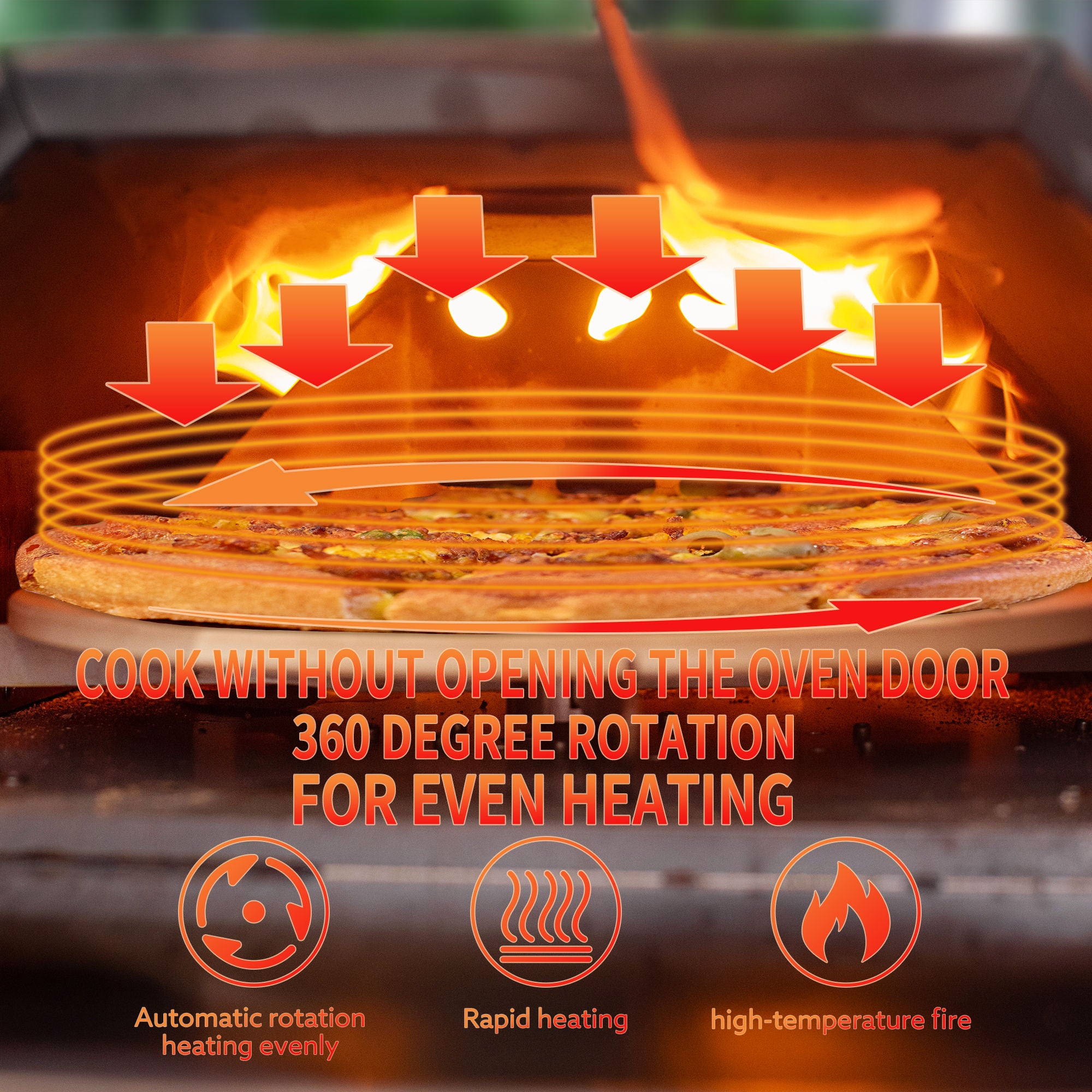 Portable Hard Wood Pellet Pizza Oven, Outdoor Cooking Pizza Maker, Countertop Pizza Oven - Black