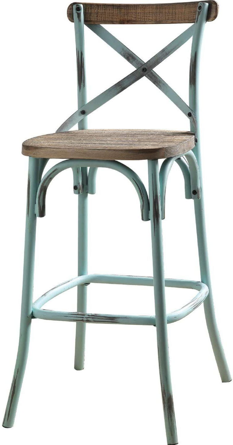 Iron Bar Chair - Brown / Sky Blue