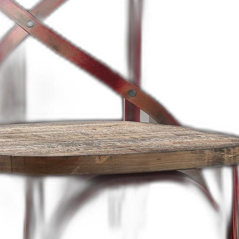 Iron Bar Chair - Brown / Red