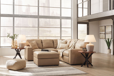 Bandon - Living Room Set Light Brown 3 Pc. - 2 Pc. Left Arm Facing Loveseat Sectional, Ottoman by Signature Design by Ashley® | Bel Furniture