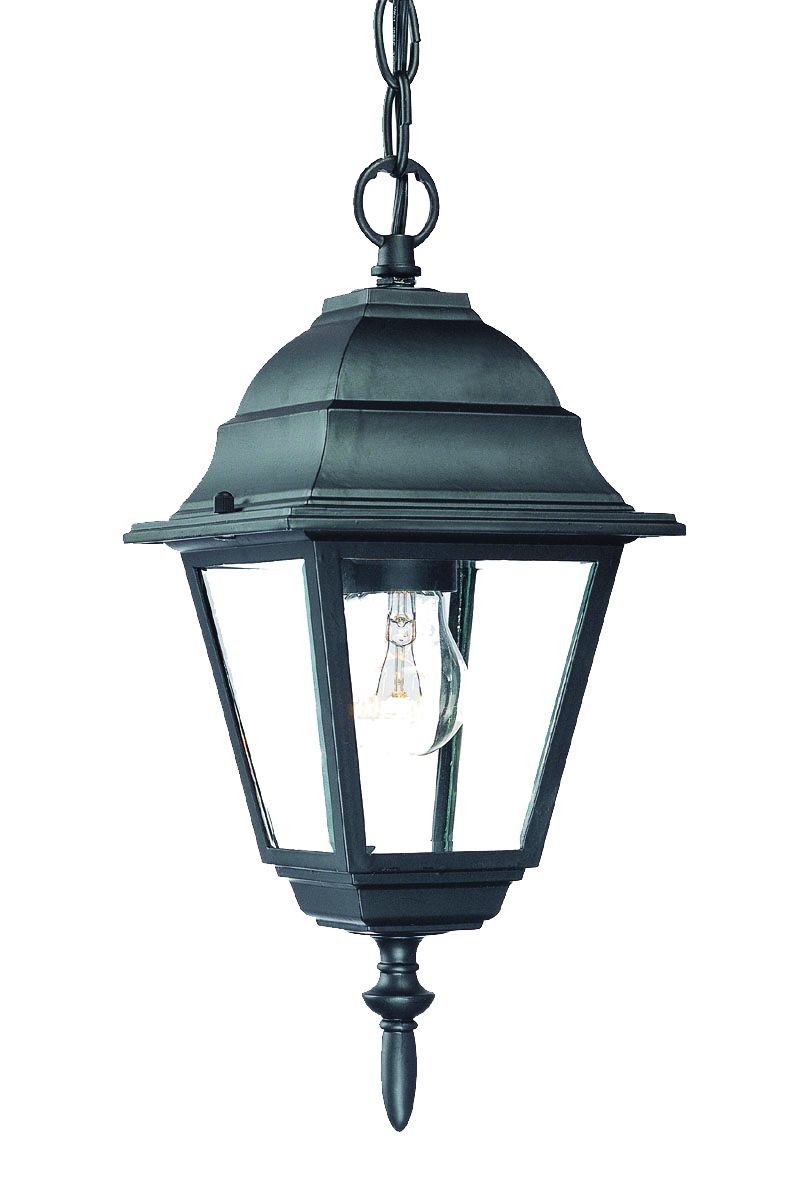 Beveled Glass Outdoor Hanging Light - Matte Black