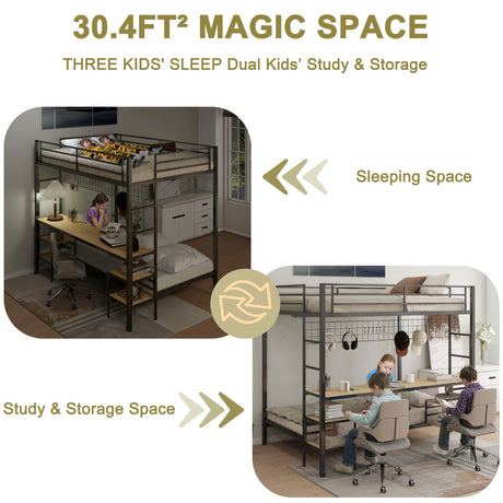 Ethan - Bunk Bed With Desk, Charging Station, Storage Shelves - view 5