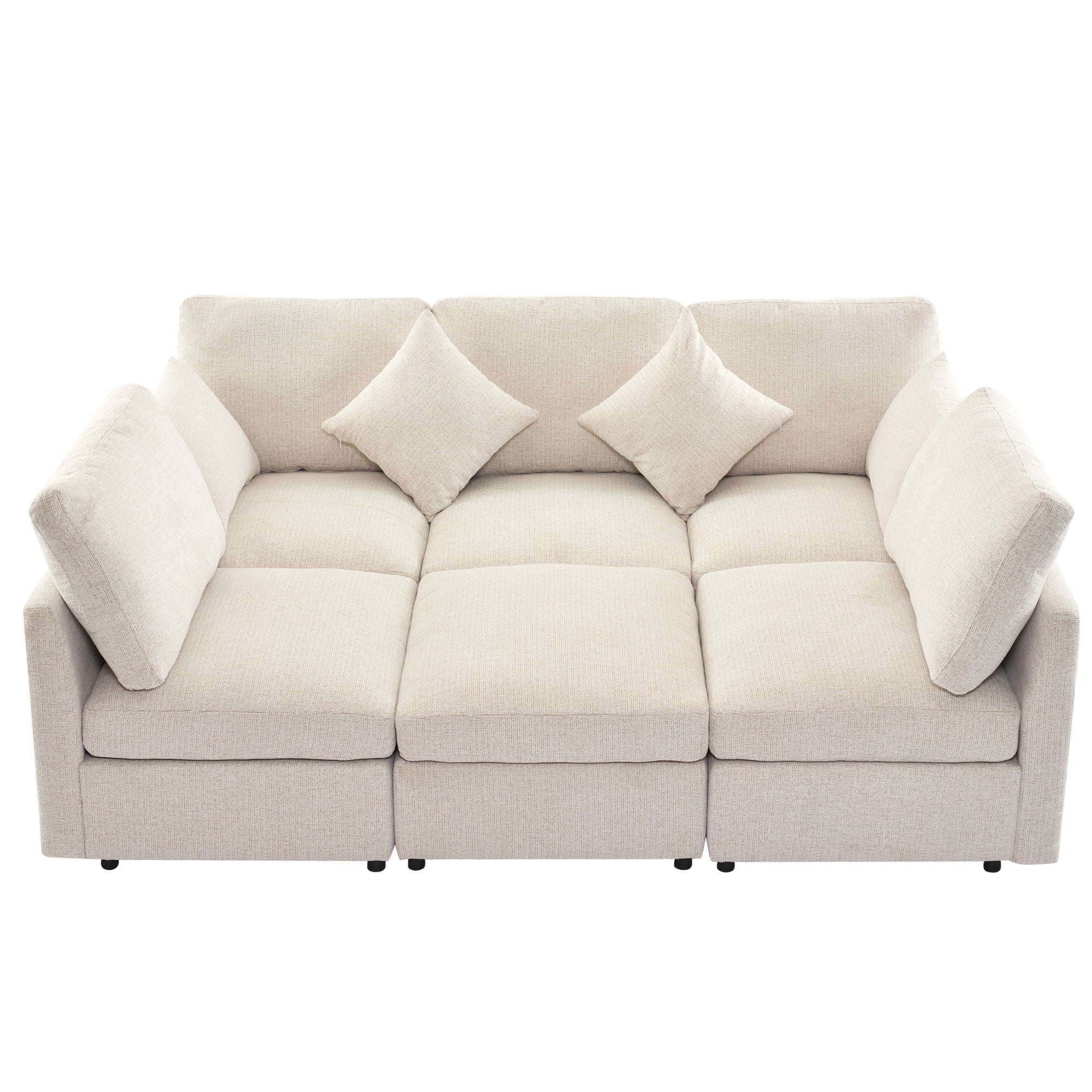 Sectional Sofa Modular Sofa U - Shaped Sofa Couch Sofa Bed L - Shaped Sofa With A Movable Ottoman And Two USB Ports For Living Room