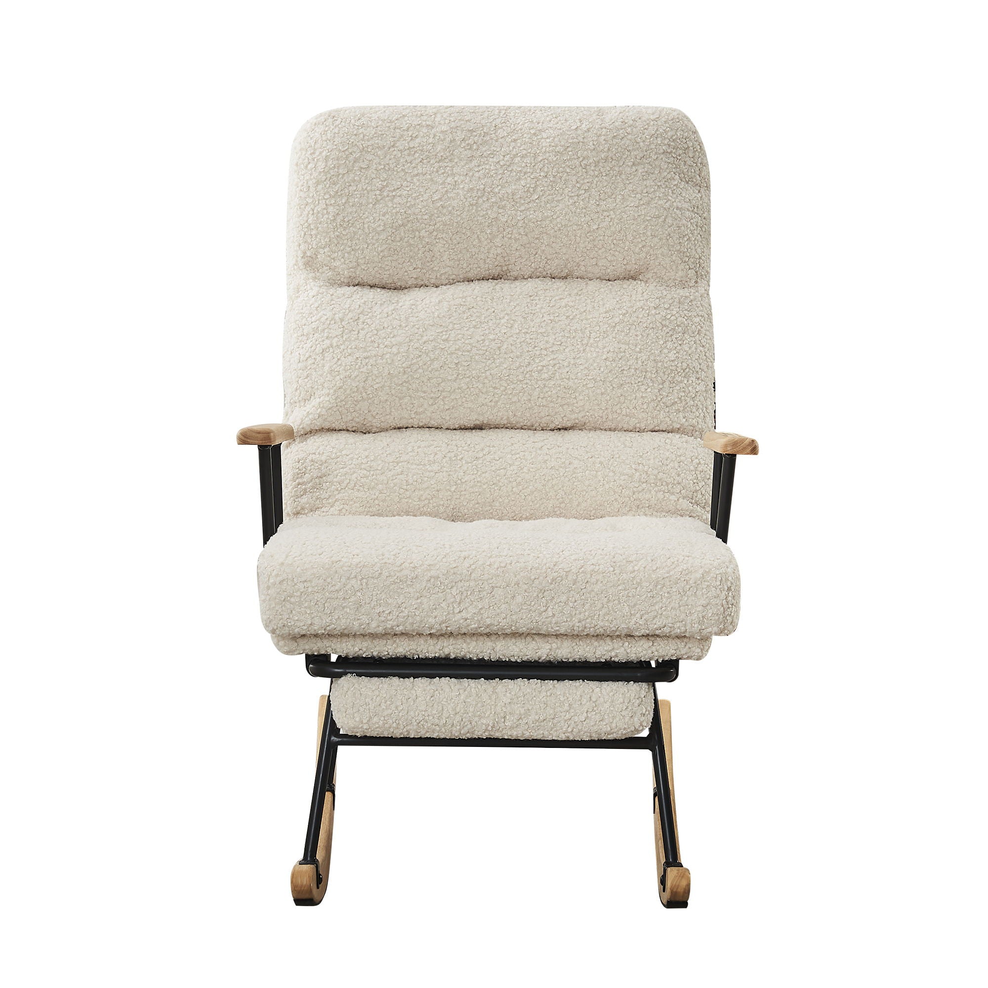 Modern Teddy Gliding Rocking Chair With High Back, Retractable Footrest, And Adjustable Back Angle For Nursery, Living Room, And Bedroom