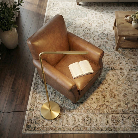 Verve - Floor Lamp With On / Off Switch Adjustable LED Round Base - Gold - view 2