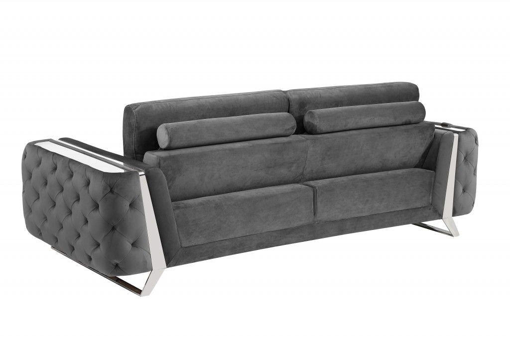 Sofa With Silver Legs - Gray