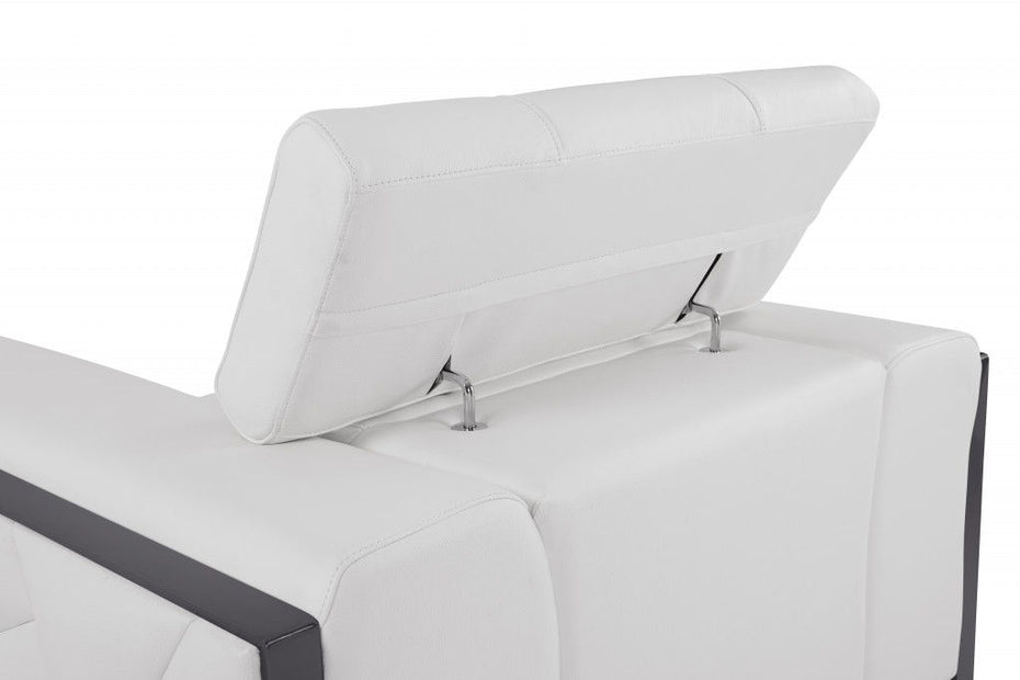 Italian Leather Loveseat - White / Black